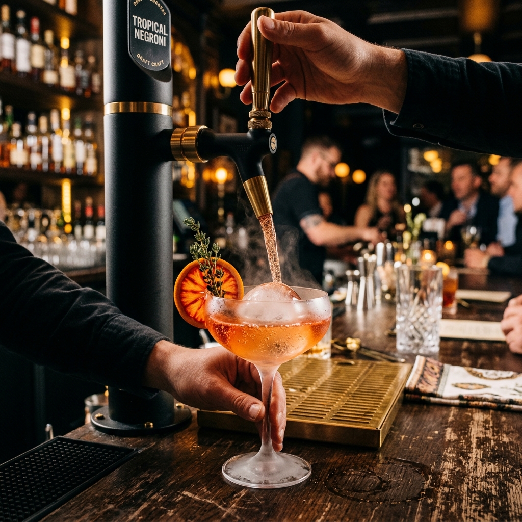 Drink artesanal saindo diretamente da torneira da chopeira