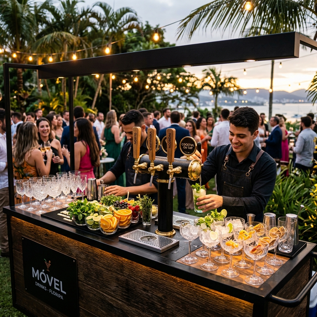 Estação de chopeira de drinks Luau Coquetéis em Florianópolis